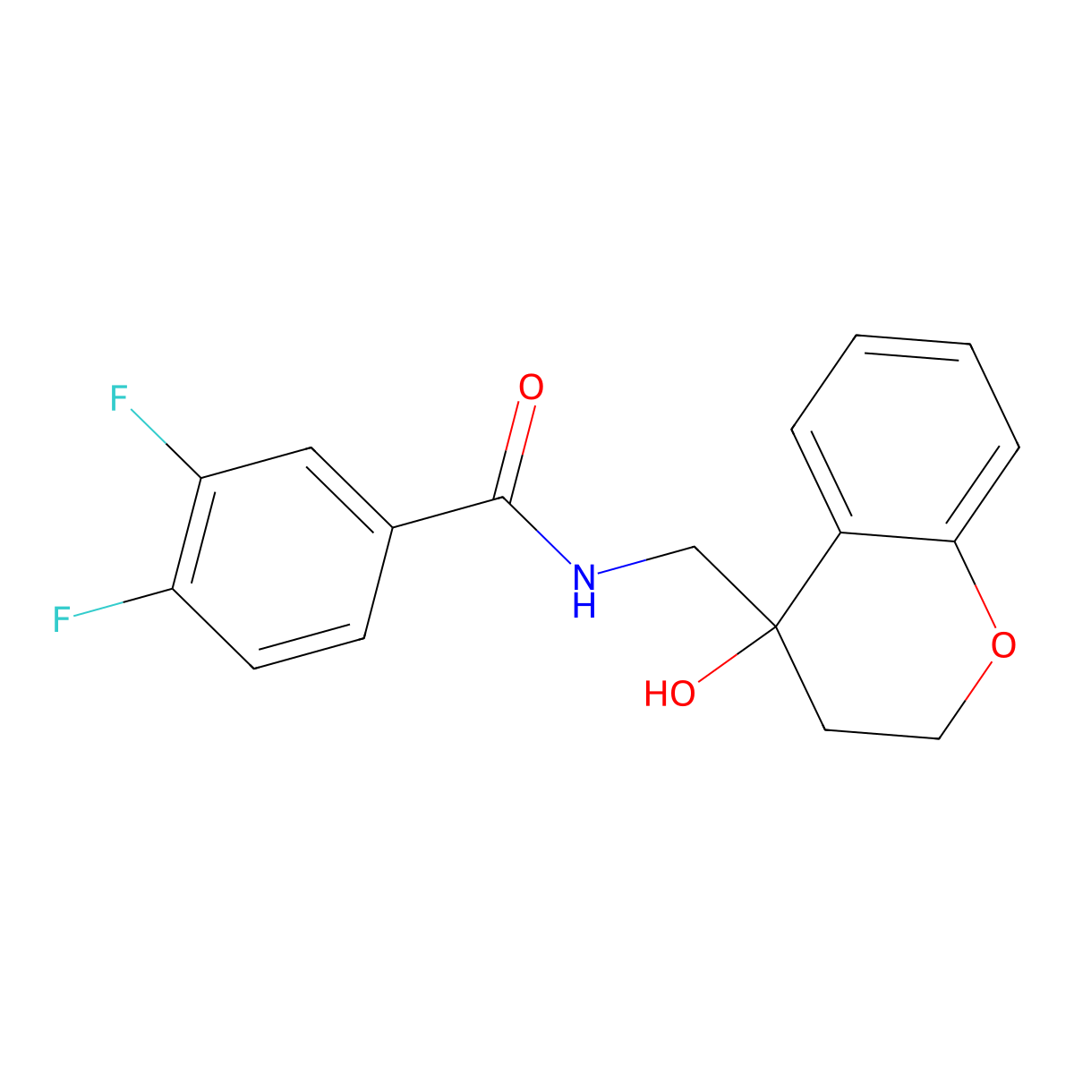 3,4-difluoro-N-((4-hydroxychroman-4-yl)methyl)benzamide molecular structure, CAS 1396858-24-4