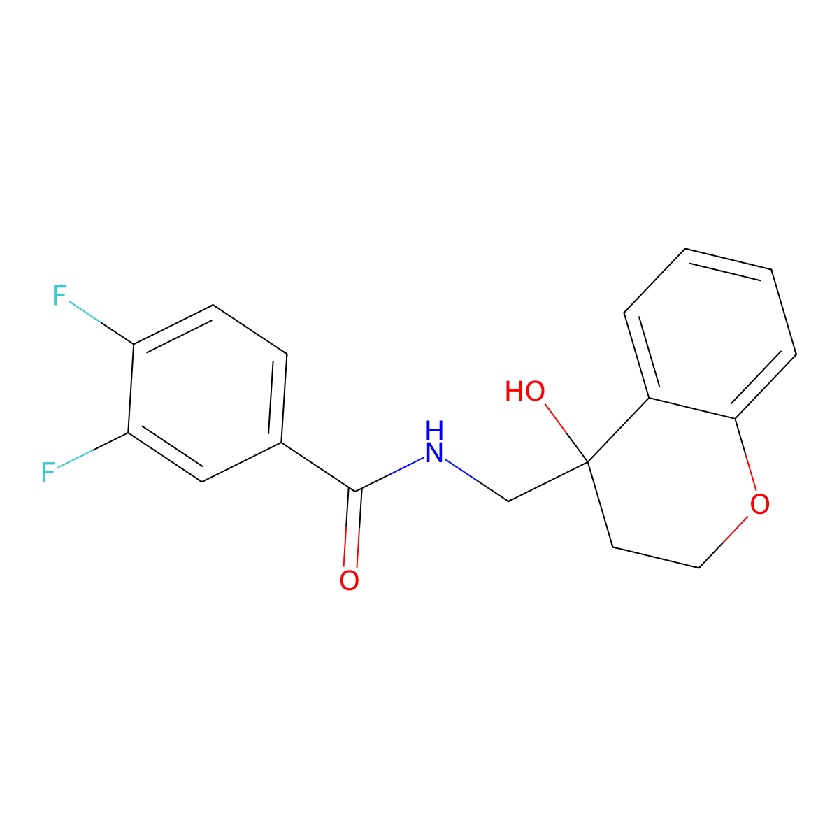 3,4-difluoro-N-((4-hydroxychroman-4-yl)methyl)benzamide molecular structure, CAS 1396858-24-4
