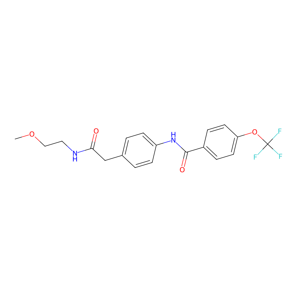 N-(4-(2-((2-methoxyethyl)amino)-2-oxoethyl)phenyl)-4-(trifluoromethoxy)benzamide molecular structure, CAS 1396858-26-6