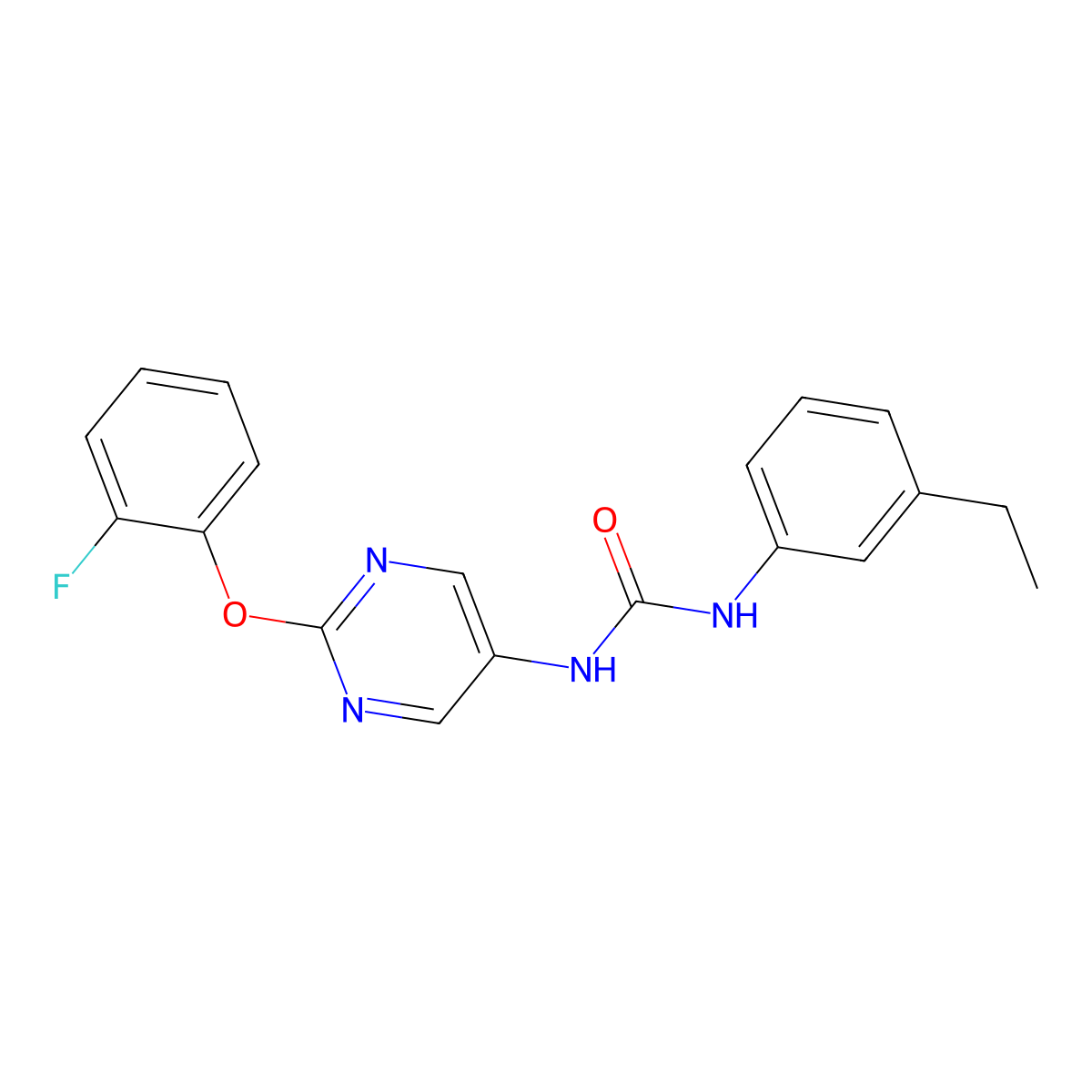 1-(3-Ethylphenyl)-3-[2-(2-fluorophenoxy)pyrimidin-5-yl]urea molecular structure, CAS 1396858-29-9