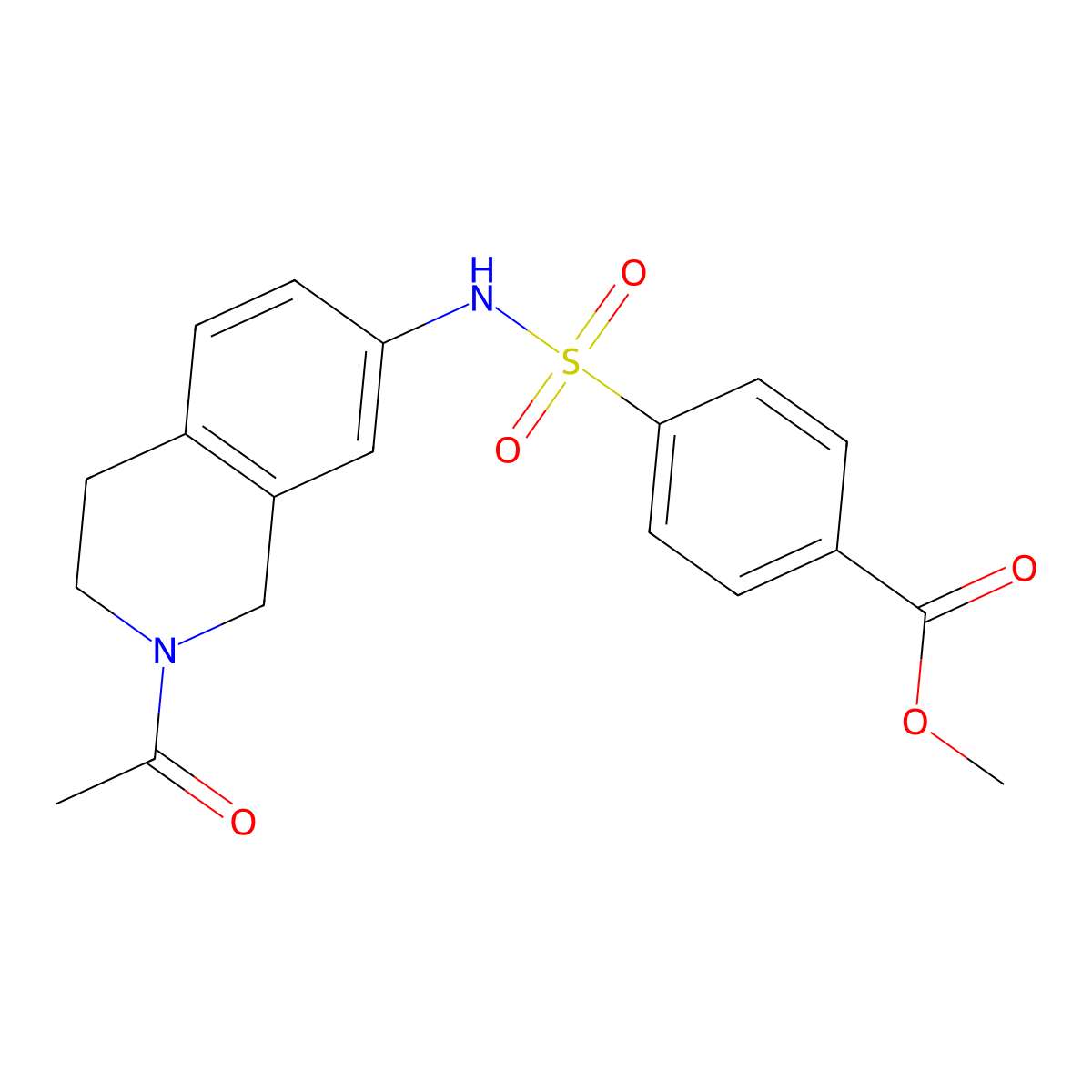 methyl 4-(N-(2-acetyl-1,2,3,4-tetrahydroisoquinolin-7-yl)sulfamoyl)benzoate molecular structure, CAS 1396858-30-2