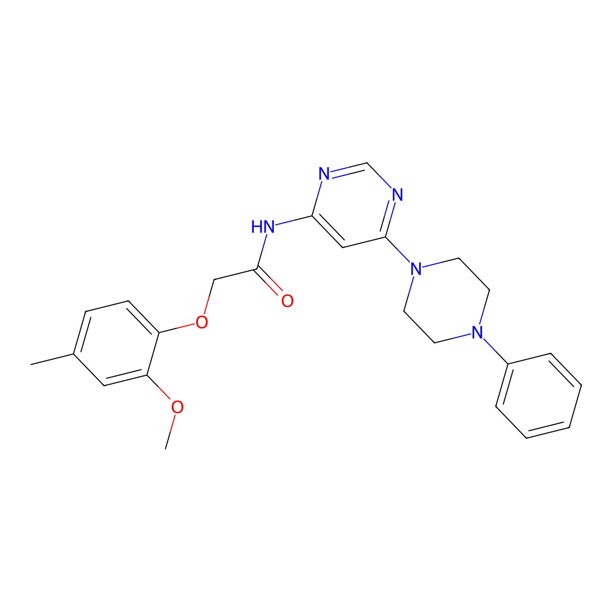 2-(2-methoxy-4-methylphenoxy)-N-[6-(4-phenylpiperazin-1-yl)pyrimidin-4-yl]acetamide molecular structure, CAS 1396858-32-4