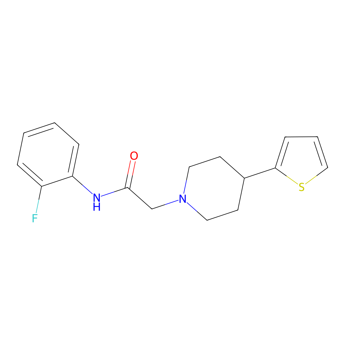 N-(2-fluorophenyl)-2-(4-(thiophen-2-yl)piperidin-1-yl)acetamide molecular structure, CAS 1396858-35-7