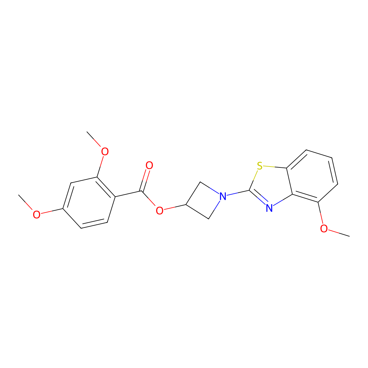 1-(4-Methoxybenzo[d]thiazol-2-yl)azetidin-3-yl 2,4-dimethoxybenzoate molecular structure, CAS 1396858-37-9