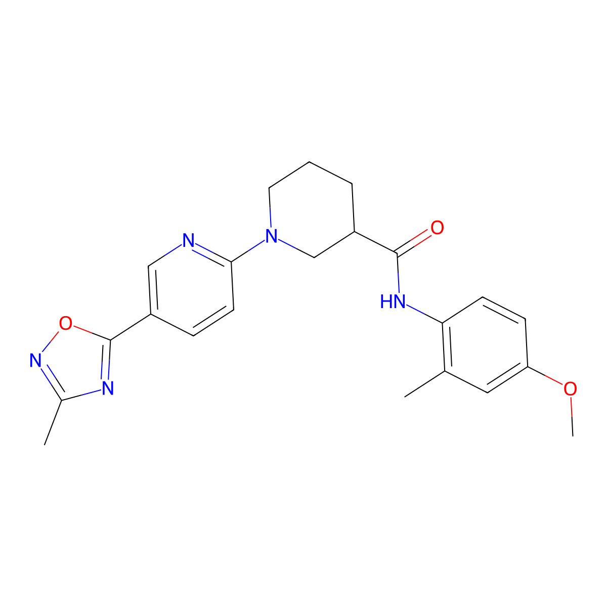 N-(4-methoxy-2-methylphenyl)-1-[5-(3-methyl-1,2,4-oxadiazol-5-yl)pyridin-2-yl]piperidine-3-carboxamide molecular structure, CAS 1396858-40-4