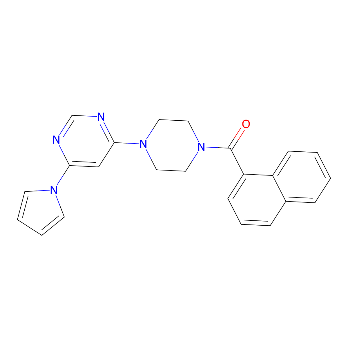 4-[4-(naphthalene-1-carbonyl)piperazin-1-yl]-6-(1H-pyrrol-1-yl)pyrimidine molecular structure, CAS 1396858-41-5