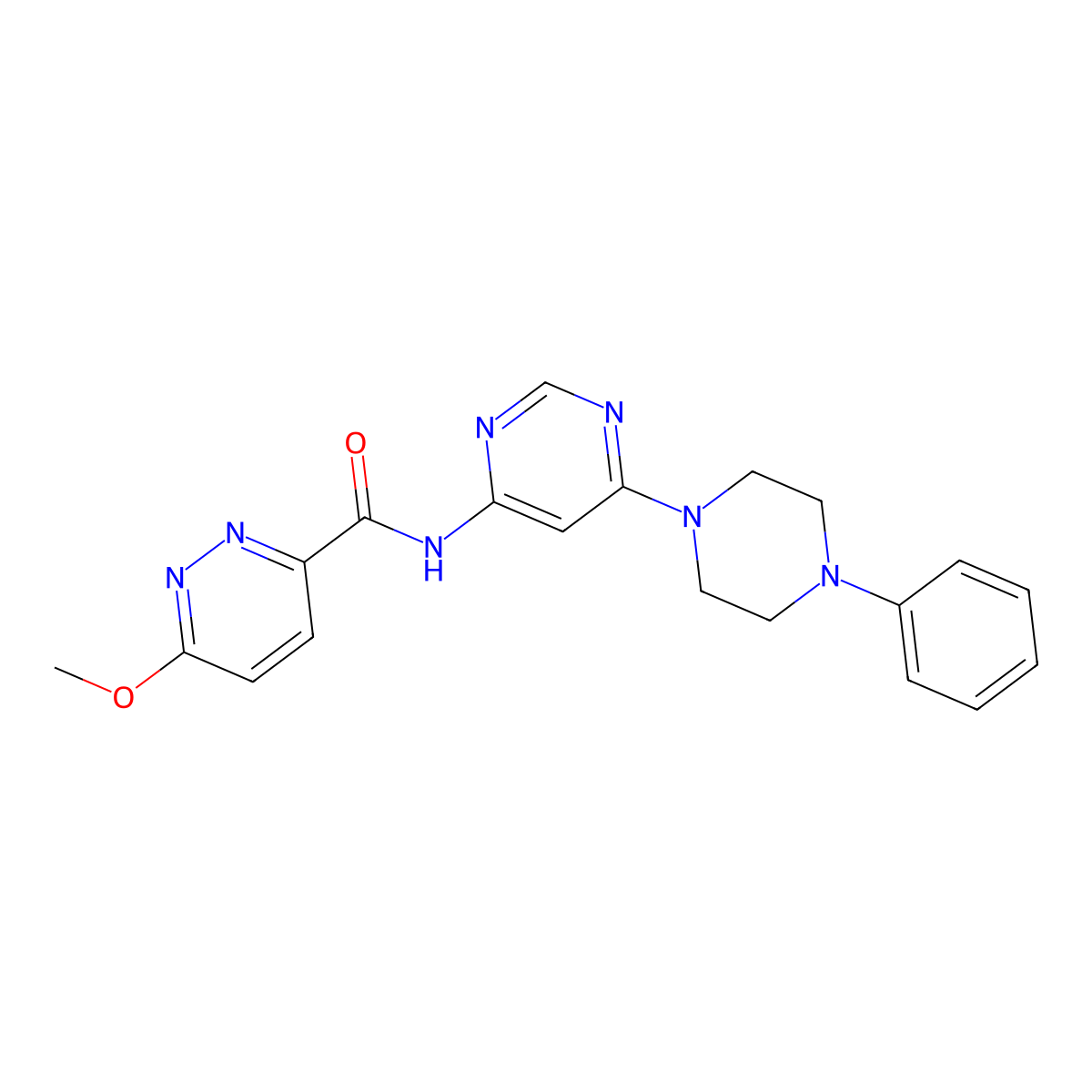 6-methoxy-N-[6-(4-phenylpiperazin-1-yl)pyrimidin-4-yl]pyridazine-3-carboxamide molecular structure, CAS 1396858-45-9