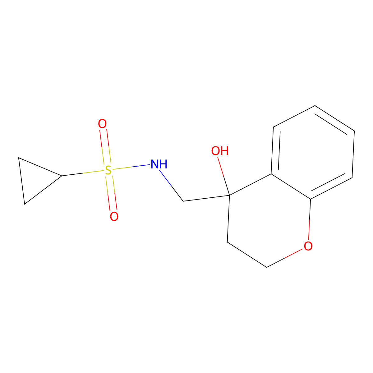 N-((4-hydroxychroman-4-yl)methyl)cyclopropanesulfonamide molecular structure, CAS 1396858-47-1