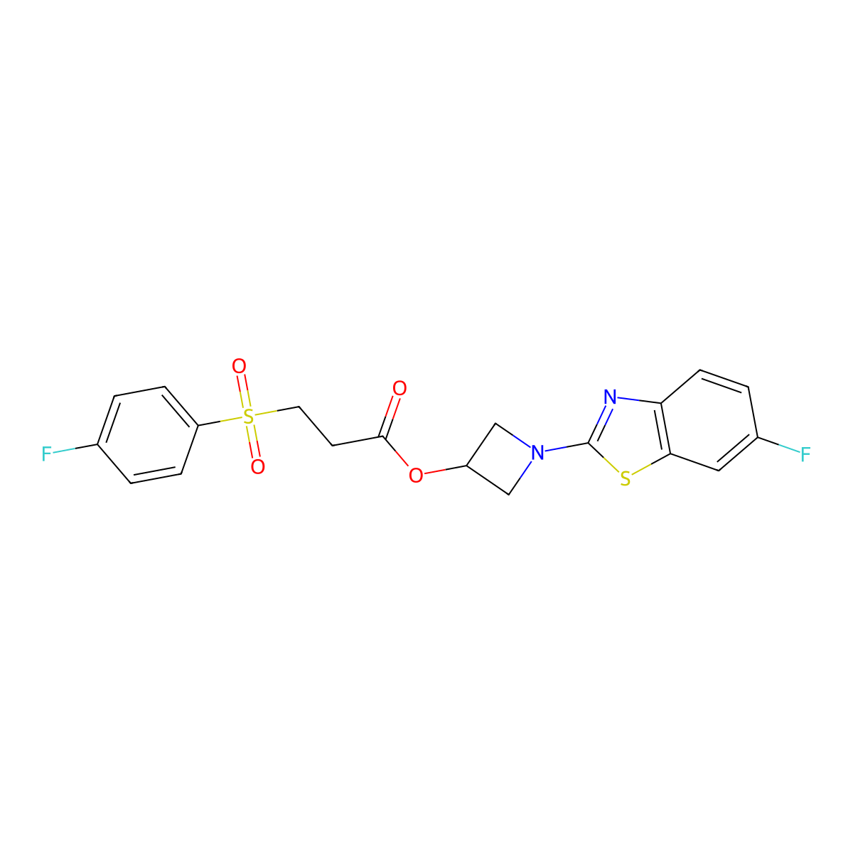 1-(6-Fluorobenzo[d]thiazol-2-yl)azetidin-3-yl 3-((4-fluorophenyl)sulfonyl)propanoate molecular structure, CAS 1396858-49-3