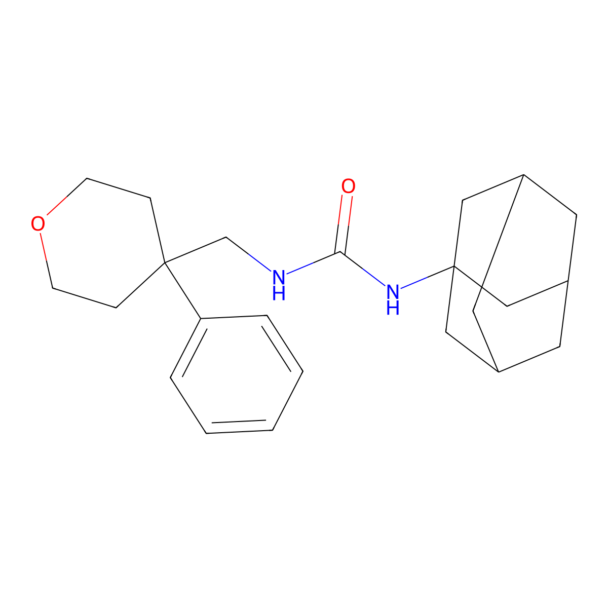 1-((1R,3s)-adamantan-1-yl)-3-((4-phenyltetrahydro-2H-pyran-4-yl)methyl)urea molecular structure, CAS 1396858-57-3