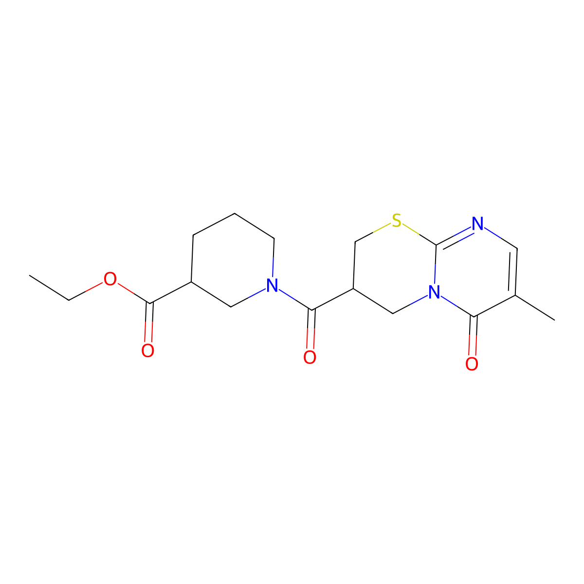 Ethyl 1-(7-methyl-6-oxo-2,3,4,6-tetrahydropyrimido[2,1-b][1,3]thiazine-3-carbonyl)piperidine-3-carboxylate molecular structure, CAS 1396858-63-1