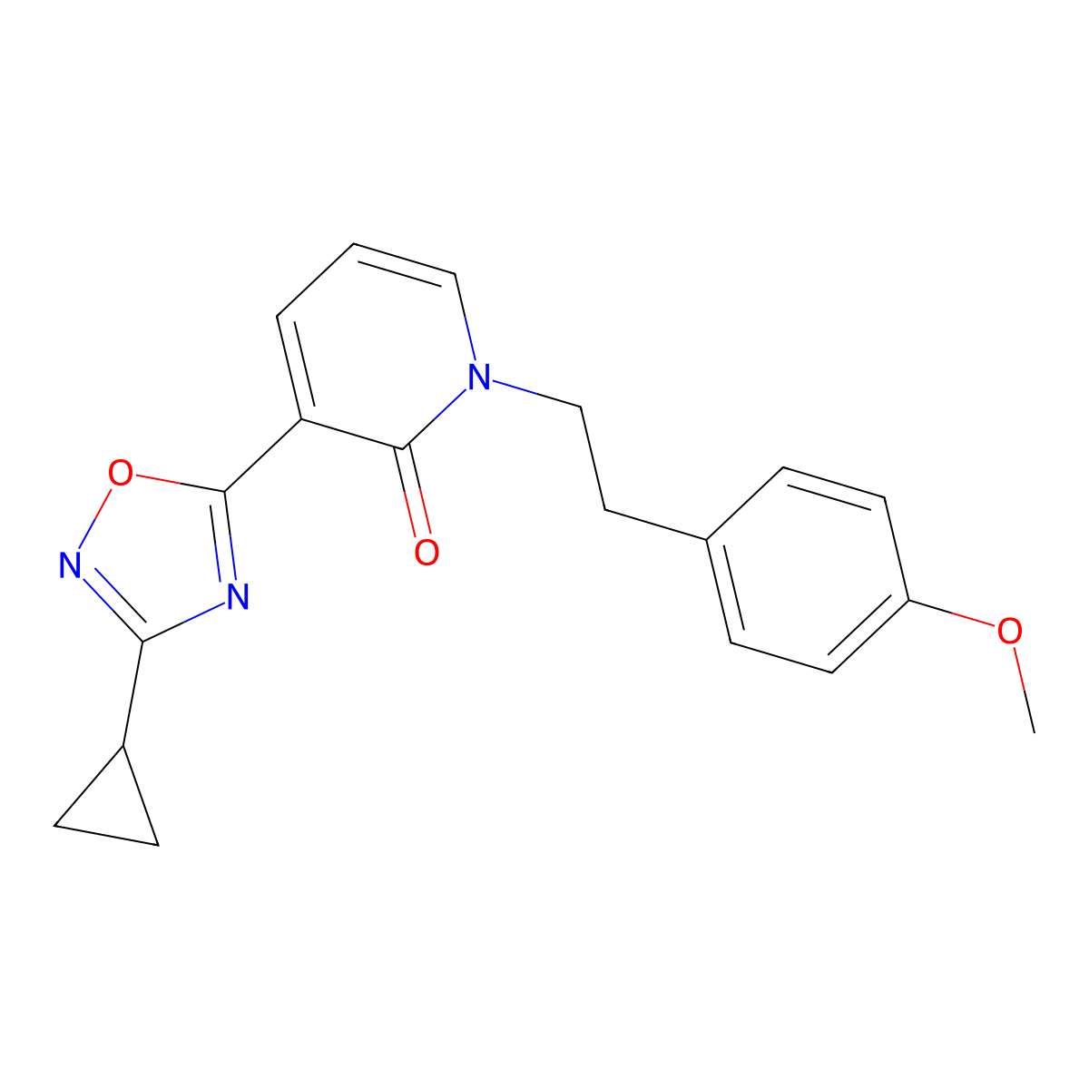 3-(3-cyclopropyl-1,2,4-oxadiazol-5-yl)-1-[2-(4-methoxyphenyl)ethyl]pyridin-2(1H)-one molecular structure, CAS 1396858-66-4