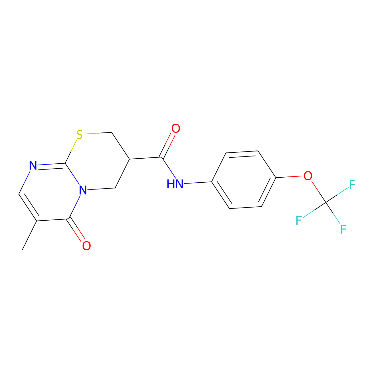 7-methyl-6-oxo-N-(4-(trifluoromethoxy)phenyl)-2,3,4,6-tetrahydropyrimido[2,1-b][1,3]thiazine-3-carboxamide molecular structure, CAS 1396858-70-0