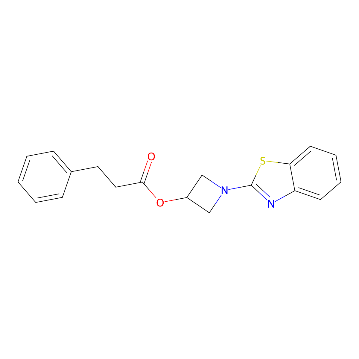 1-(Benzo[d]thiazol-2-yl)azetidin-3-yl 3-phenylpropanoate molecular structure, CAS 1396858-74-4