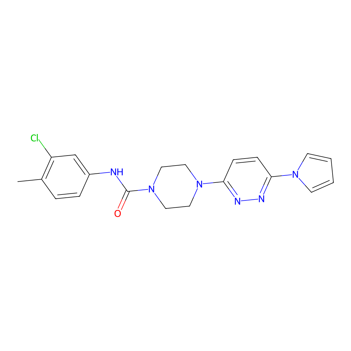 4-(6-(1H-pyrrol-1-yl)pyridazin-3-yl)-N-(3-chloro-4-methylphenyl)piperazine-1-carboxamide molecular structure, CAS 1396858-76-6