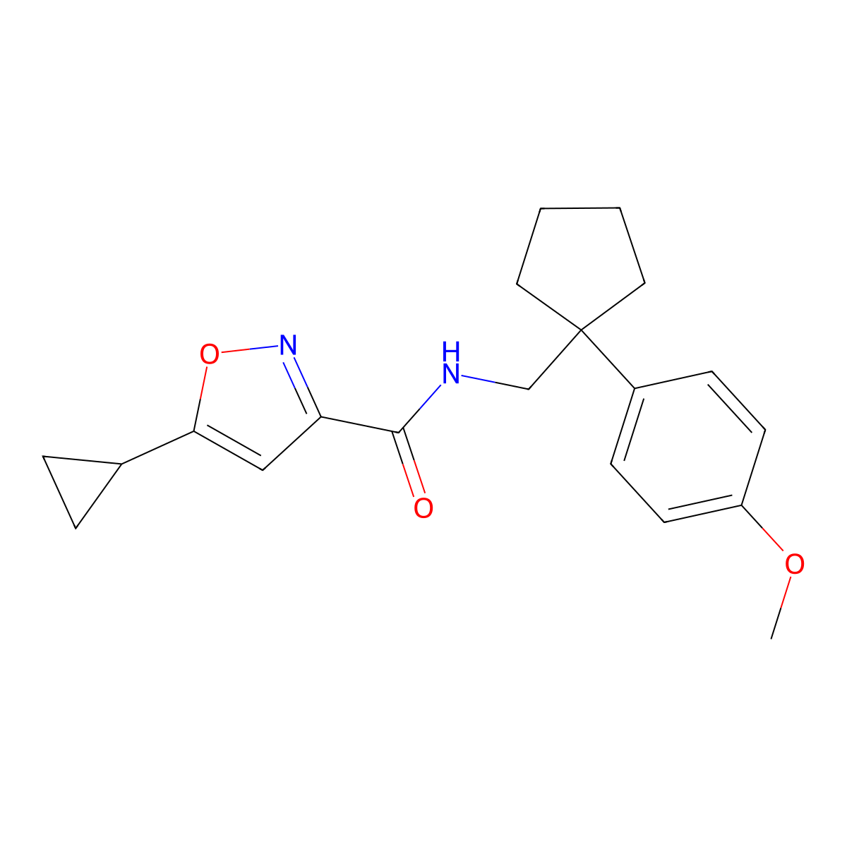 5-cyclopropyl-N-((1-(4-methoxyphenyl)cyclopentyl)methyl)isoxazole-3-carboxamide molecular structure, CAS 1396858-78-8