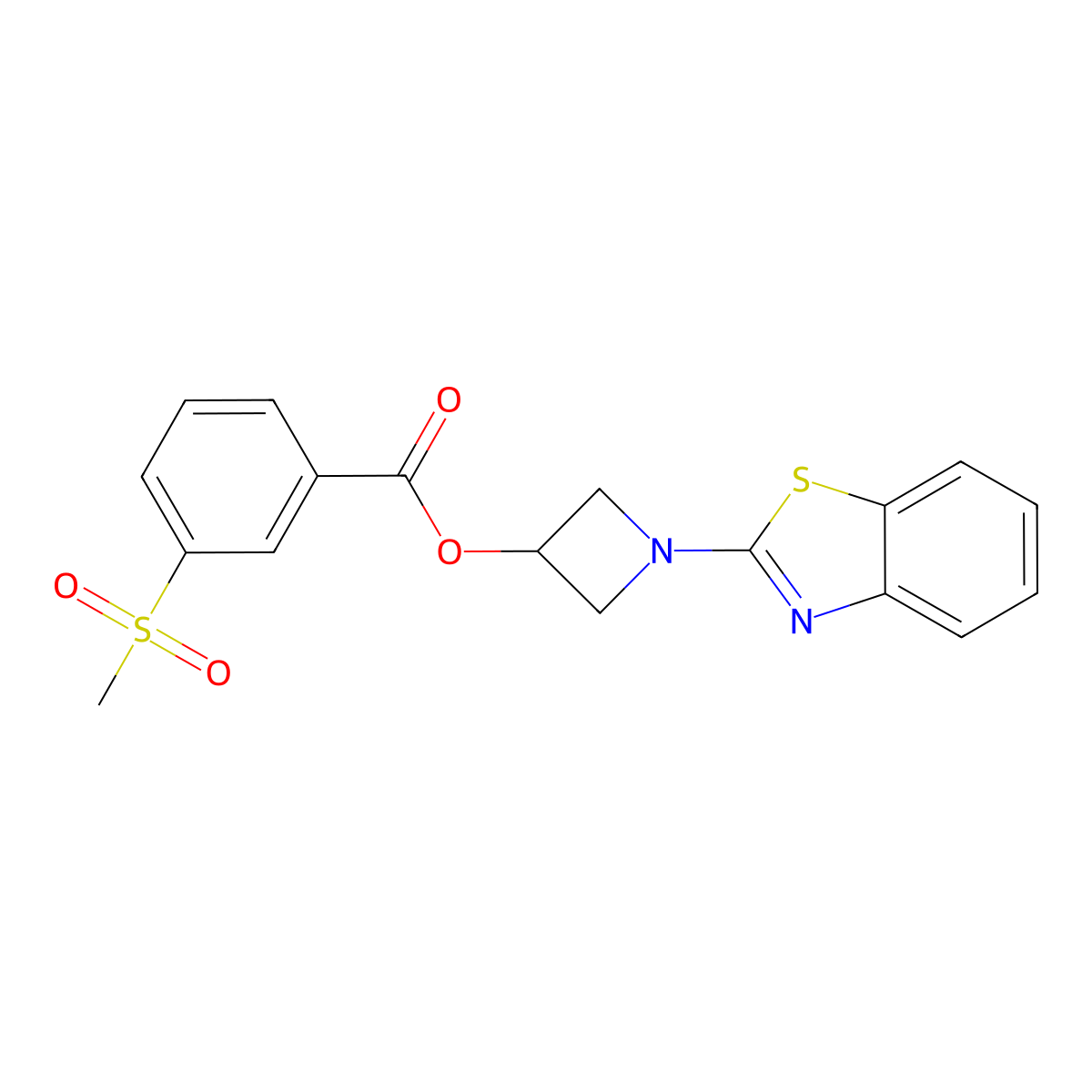 1-(Benzo[d]thiazol-2-yl)azetidin-3-yl 3-(methylsulfonyl)benzoate molecular structure, CAS 1396858-82-4