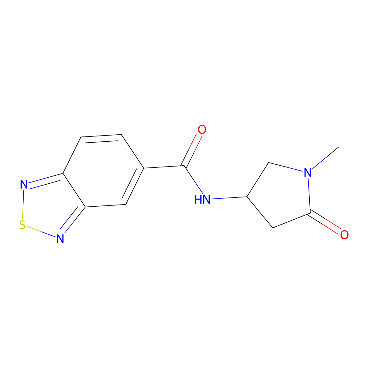 N-(1-methyl-5-oxopyrrolidin-3-yl)-2,1,3-benzothiadiazole-5-carboxamide molecular structure, CAS 1396858-87-9