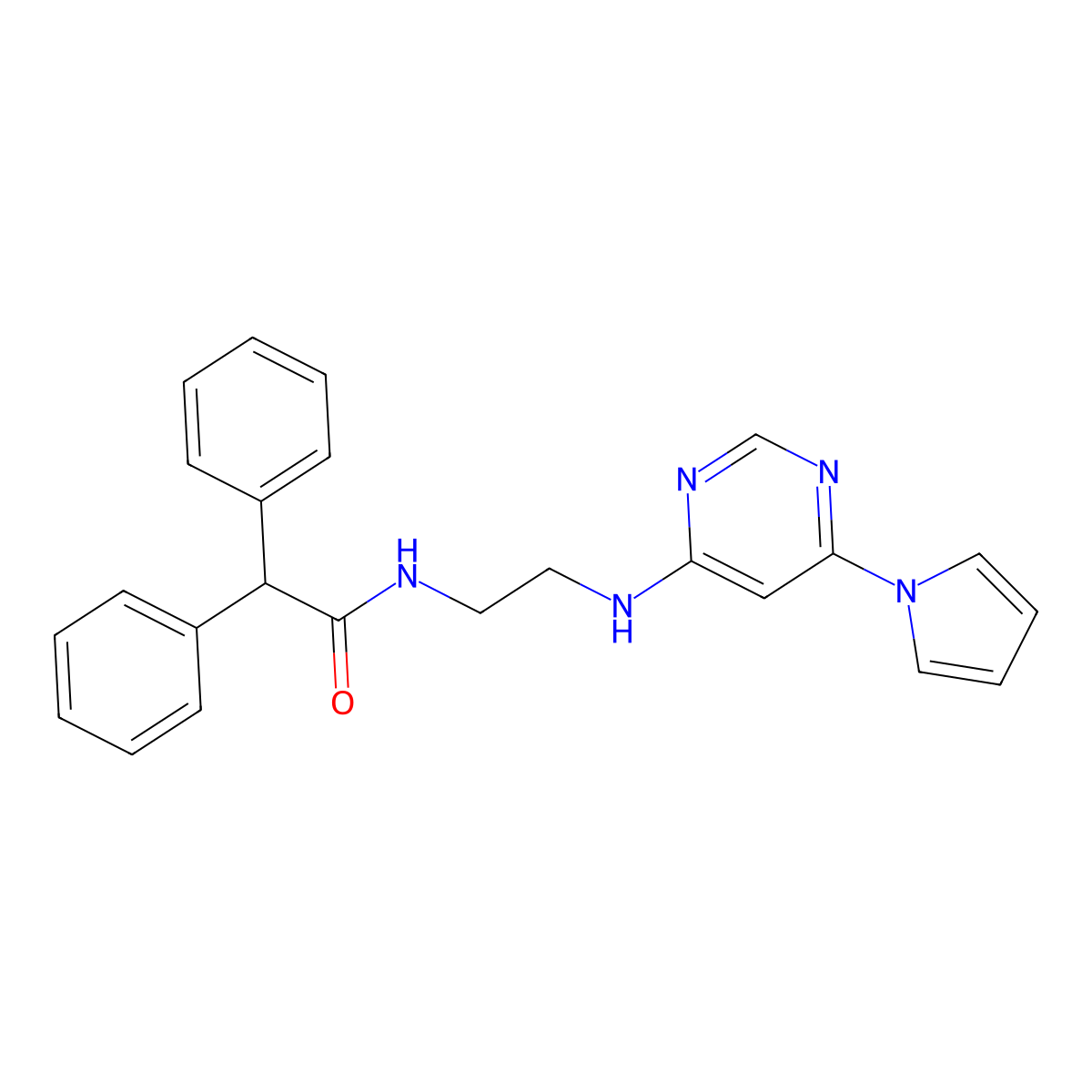 N-(2-((6-(1H-pyrrol-1-yl)pyrimidin-4-yl)amino)ethyl)-2,2-diphenylacetamide molecular structure, CAS 1396858-98-2