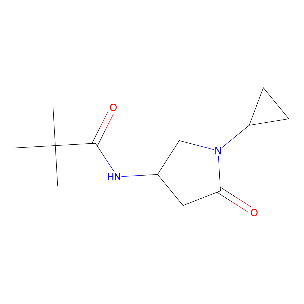 N-(1-cyclopropyl-5-oxopyrrolidin-3-yl)pivalamide molecular structure, CAS 1396859-00-9