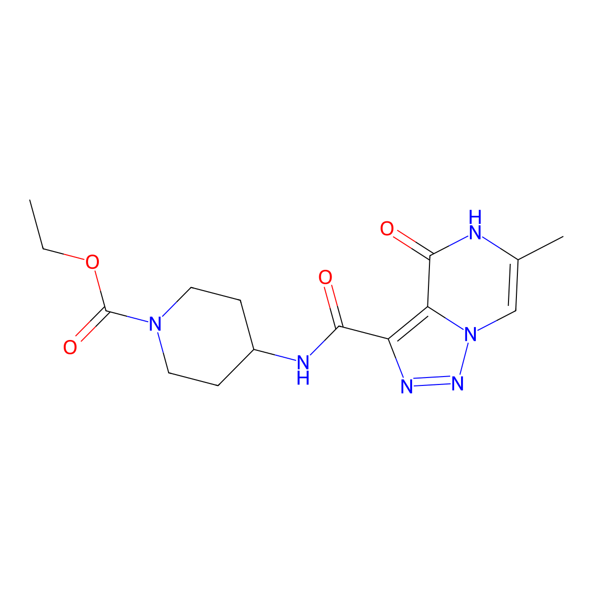 Ethyl 4-{[(6-methyl-4-oxo-4,5-dihydro[1,2,3]triazolo[1,5-a]pyrazin-3-yl)carbonyl]amino}piperidine-1-carboxylate molecular structure, CAS 1396859-05-4