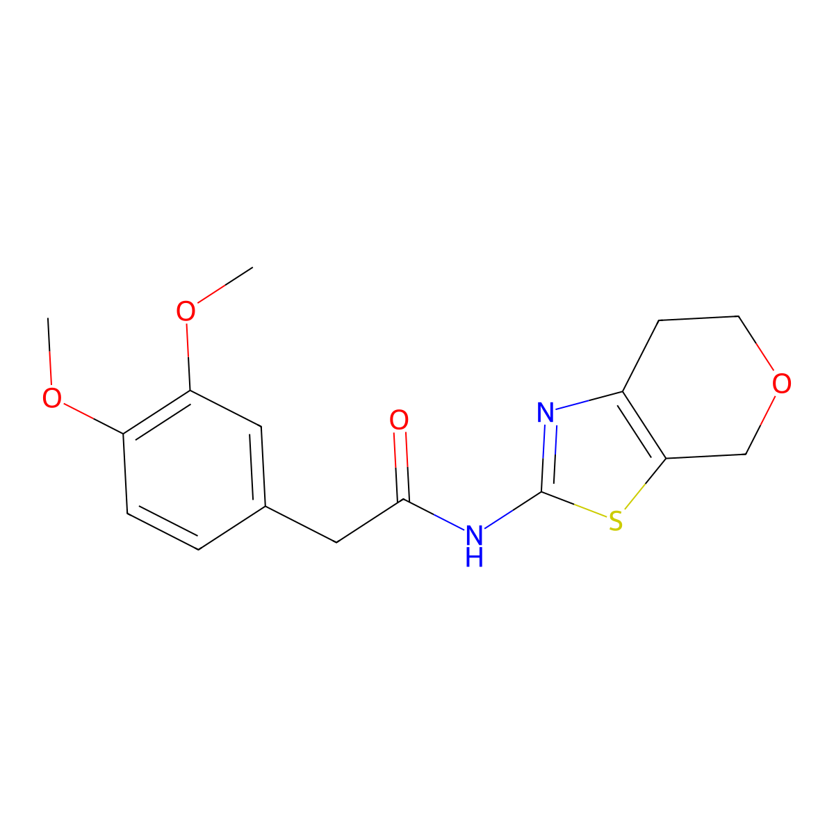 N-(6,7-dihydro-4H-pyrano[4,3-d]thiazol-2-yl)-2-(3,4-dimethoxyphenyl)acetamide molecular structure, CAS 1396859-16-7