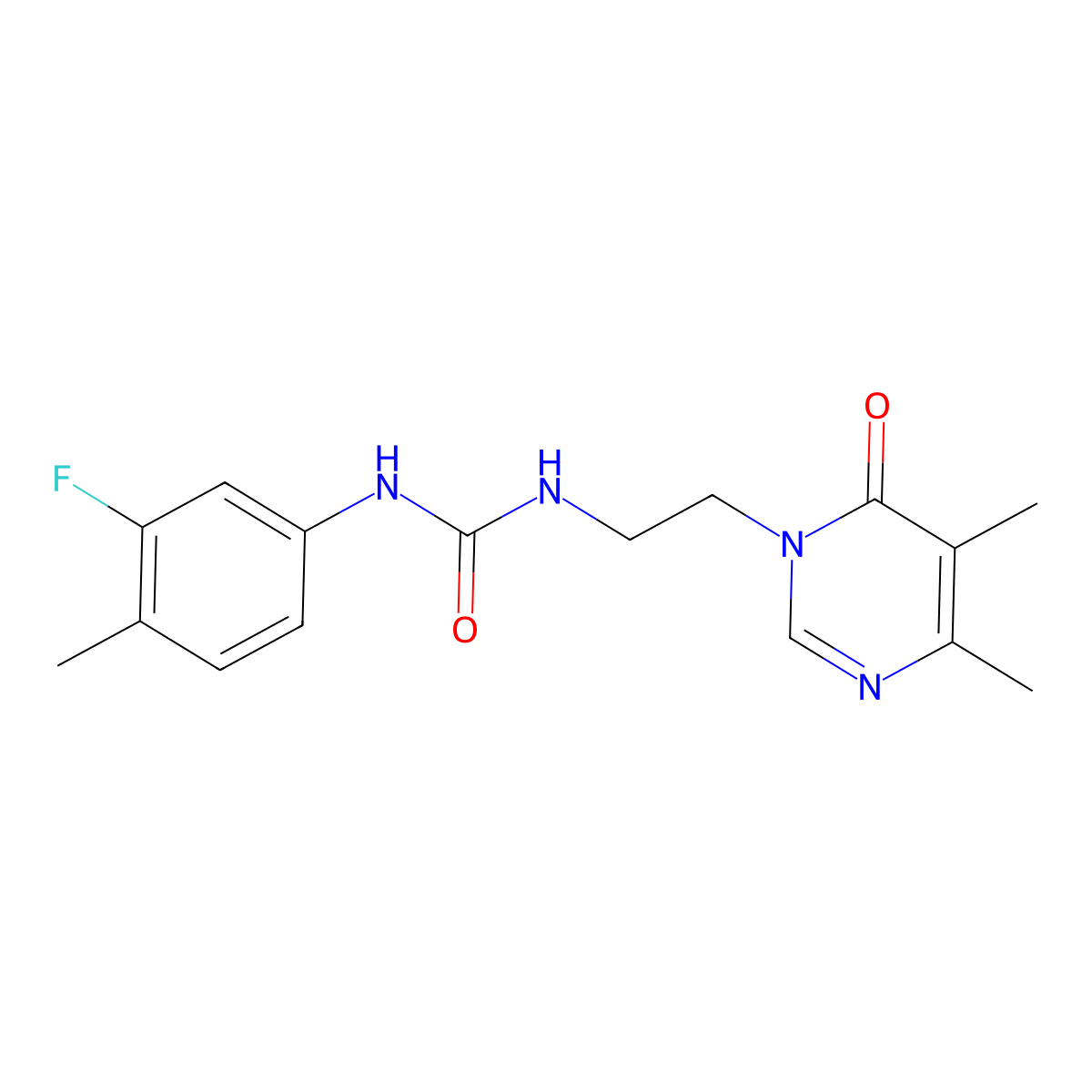 1-(2-(4,5-dimethyl-6-oxopyrimidin-1(6H)-yl)ethyl)-3-(3-fluoro-4-methylphenyl)urea molecular structure, CAS 1396859-24-7