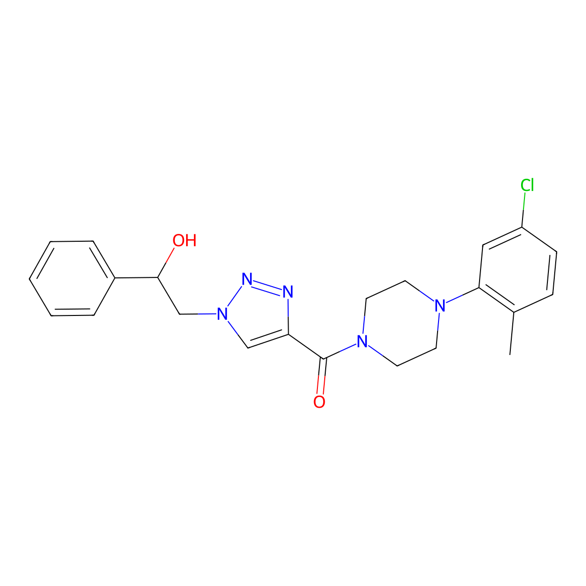 2-(4-{[4-(5-chloro-2-methylphenyl)piperazin-1-yl]carbonyl}-1H-1,2,3-triazol-1-yl)-1-phenylethanol molecular structure, CAS 1396859-27-0