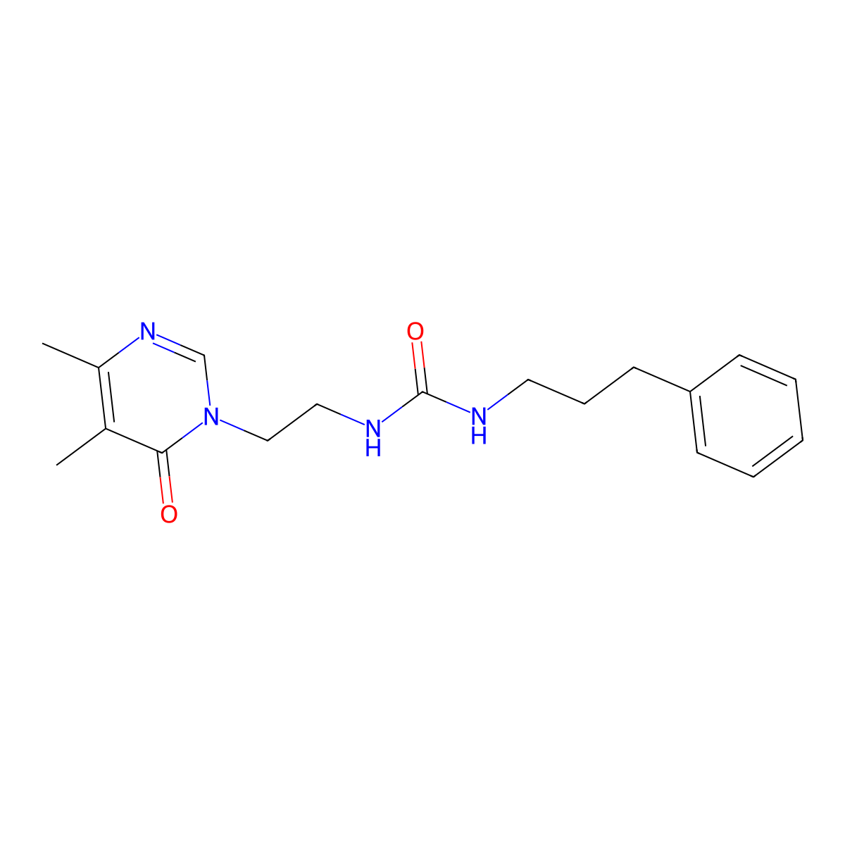 1-(2-(4,5-dimethyl-6-oxopyrimidin-1(6H)-yl)ethyl)-3-(3-phenylpropyl)urea molecular structure, CAS 1396859-30-5