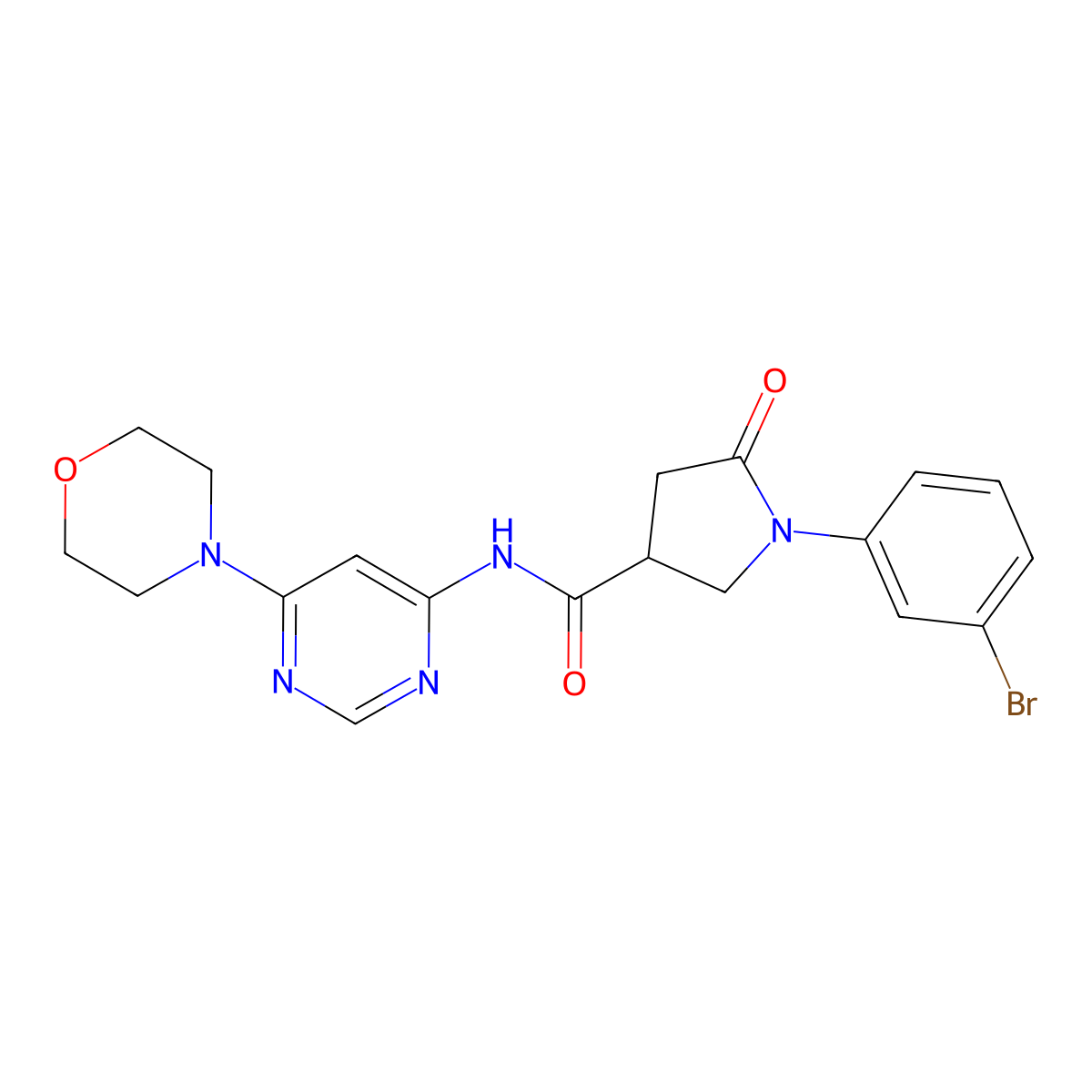 1-(3-bromophenyl)-N-(6-morpholinopyrimidin-4-yl)-5-oxopyrrolidine-3-carboxamide molecular structure, CAS 1396859-48-5