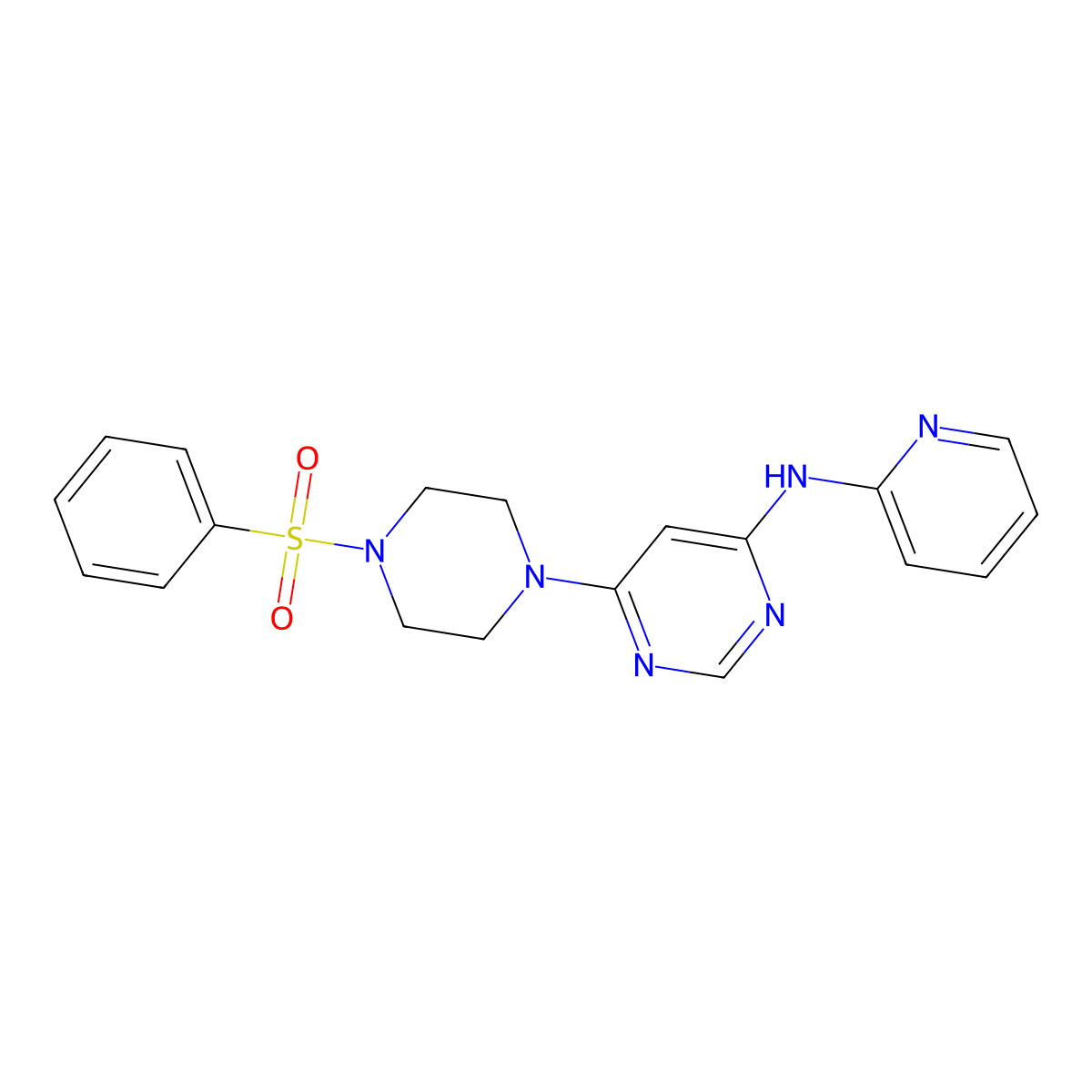 6-(4-(phenylsulfonyl)piperazin-1-yl)-N-(pyridin-2-yl)pyrimidin-4-amine molecular structure, CAS 1396859-60-1