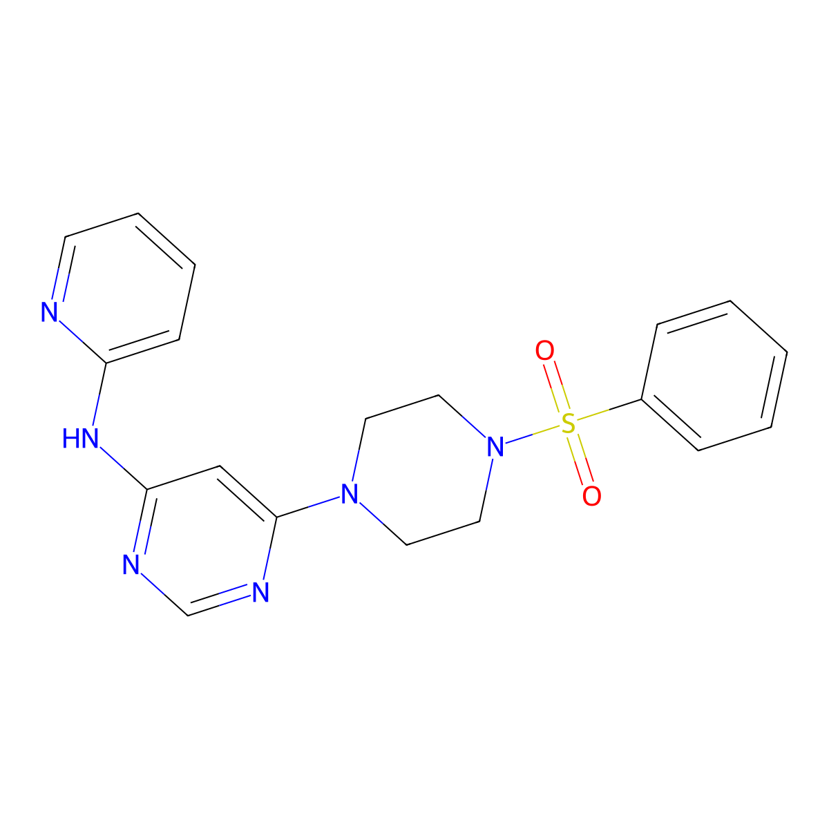 6-(4-(phenylsulfonyl)piperazin-1-yl)-N-(pyridin-2-yl)pyrimidin-4-amine molecular structure, CAS 1396859-60-1