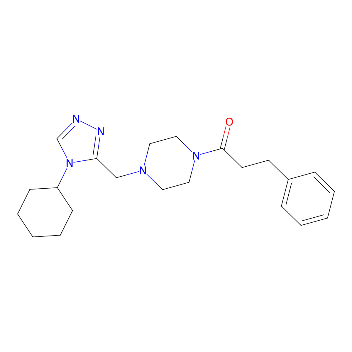 1-{4-[(4-cyclohexyl-4H-1,2,4-triazol-3-yl)methyl]piperazin-1-yl}-3-phenylpropan-1-one molecular structure, CAS 1396859-71-4