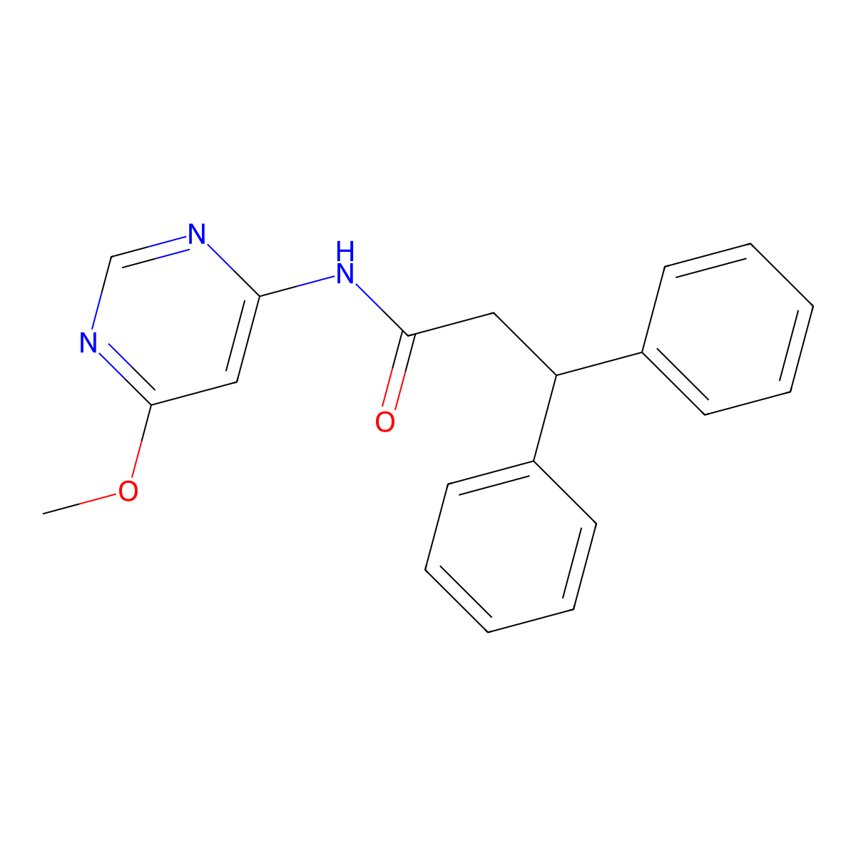 N-(6-methoxypyrimidin-4-yl)-3,3-diphenylpropanamide molecular structure, CAS 1396859-75-8