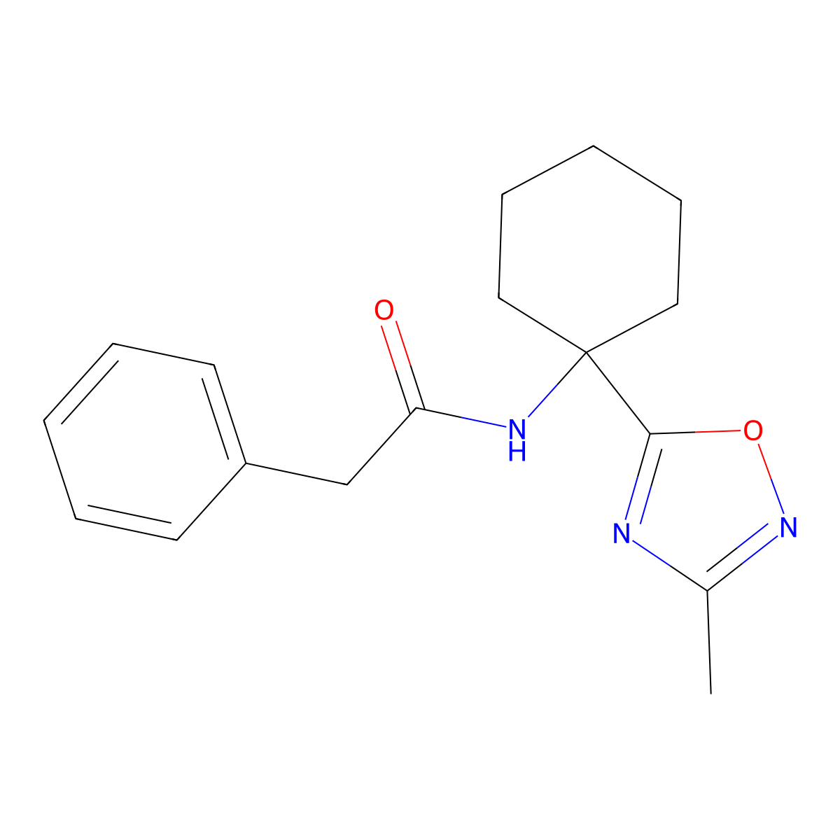 N-[1-(3-methyl-1,2,4-oxadiazol-5-yl)cyclohexyl]-2-phenylacetamide molecular structure, CAS 1396859-81-6