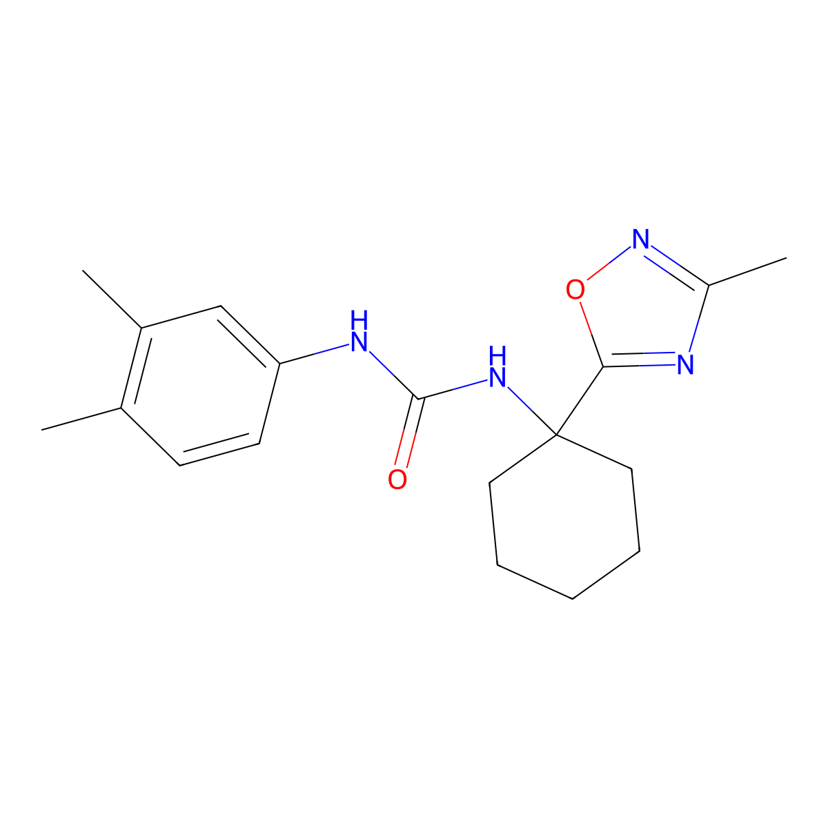 1-(3,4-Dimethylphenyl)-3-[1-(3-methyl-1,2,4-oxadiazol-5-yl)cyclohexyl]urea molecular structure, CAS 1396859-89-4