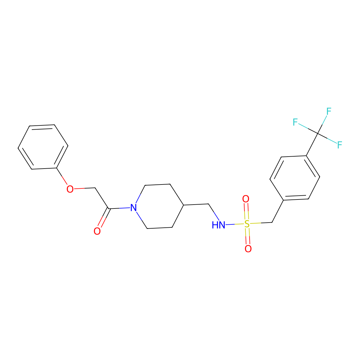 N-{[1-(2-phenoxyacetyl)piperidin-4-yl]methyl}-1-[4-(trifluoromethyl)phenyl]methanesulfonamide molecular structure, CAS 1396859-90-7