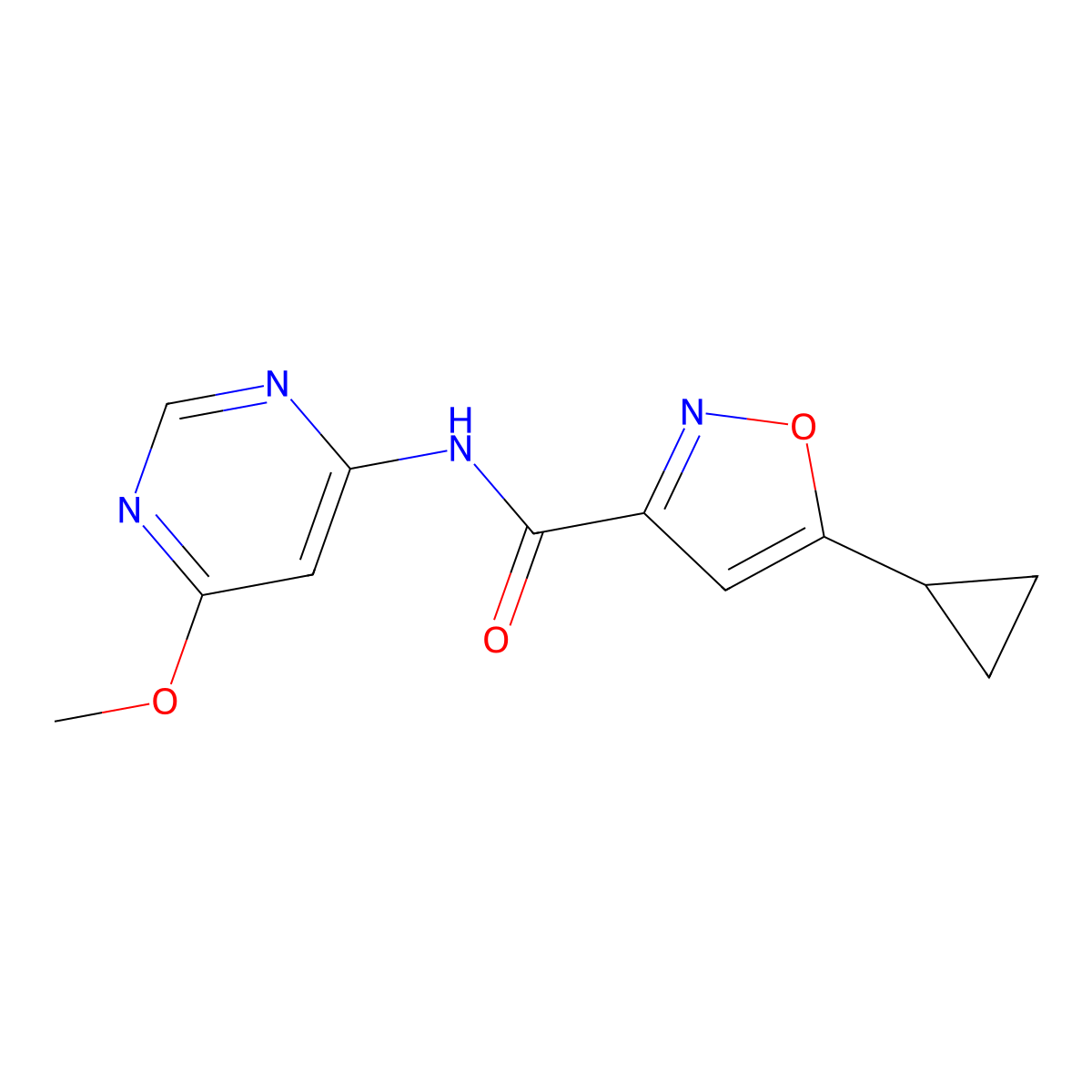 5-cyclopropyl-N-(6-methoxypyrimidin-4-yl)isoxazole-3-carboxamide molecular structure, CAS 1396859-91-8