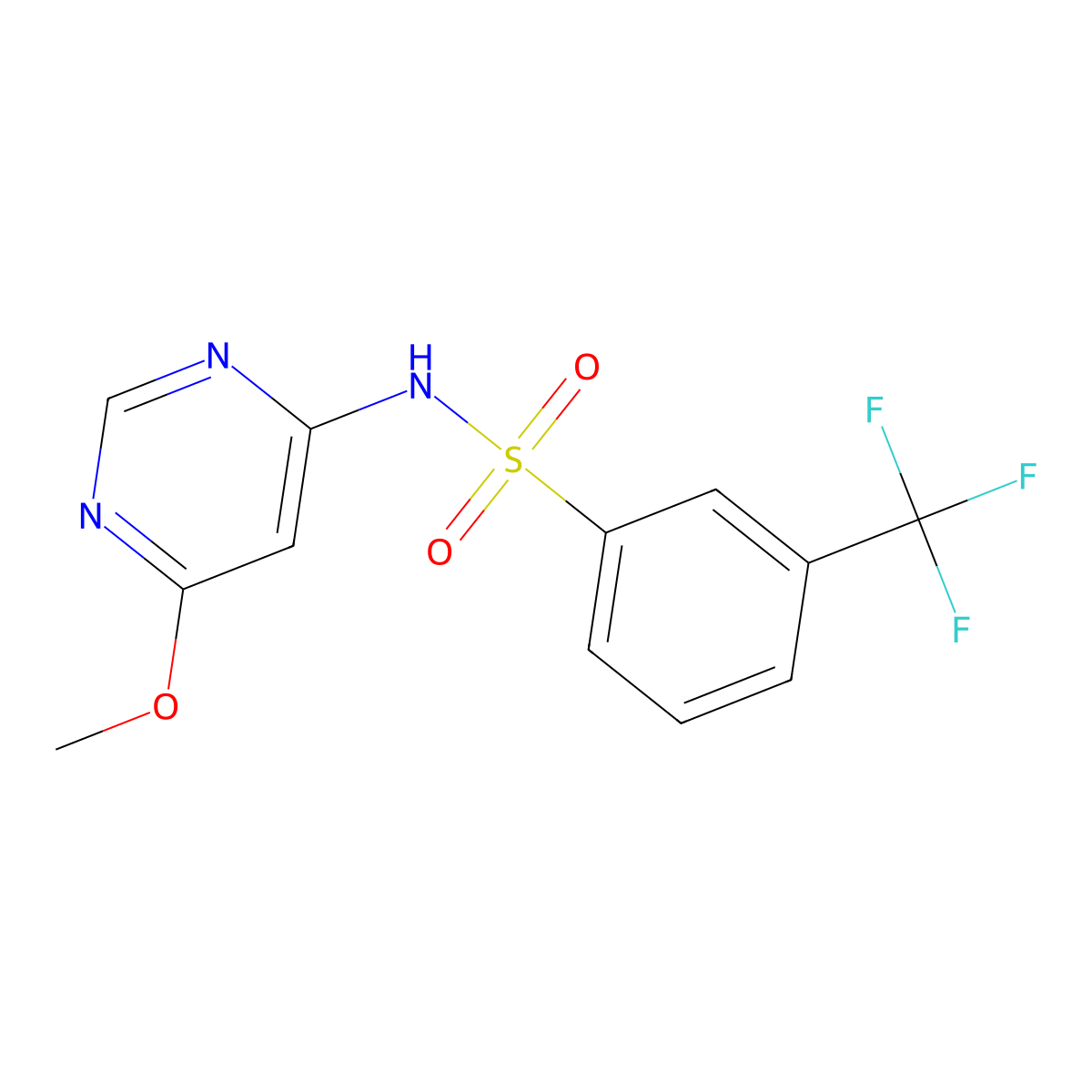 N-(6-methoxypyrimidin-4-yl)-3-(trifluoromethyl)benzenesulfonamide molecular structure, CAS 1396859-99-6