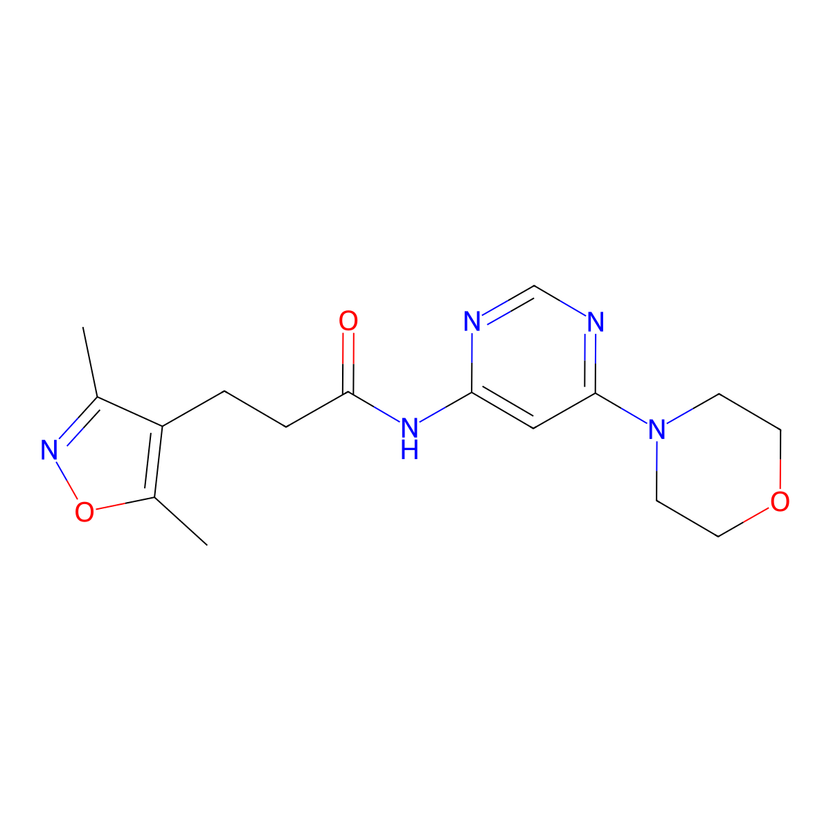 3-(3,5-dimethylisoxazol-4-yl)-N-(6-morpholinopyrimidin-4-yl)propanamide molecular structure, CAS 1396860-02-8
