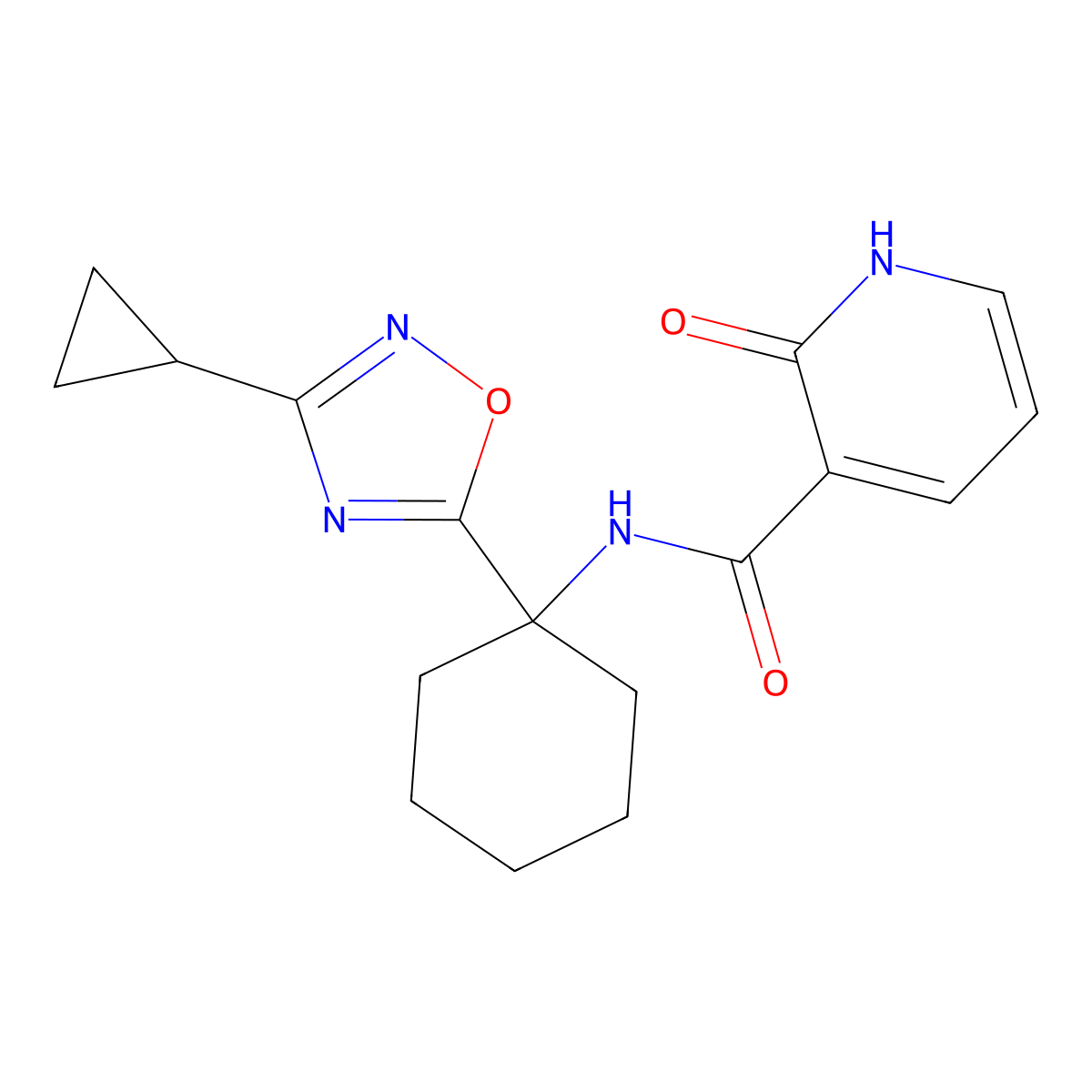 N-[1-(3-cyclopropyl-1,2,4-oxadiazol-5-yl)cyclohexyl]-2-hydroxynicotinamide molecular structure, CAS 1396860-05-1
