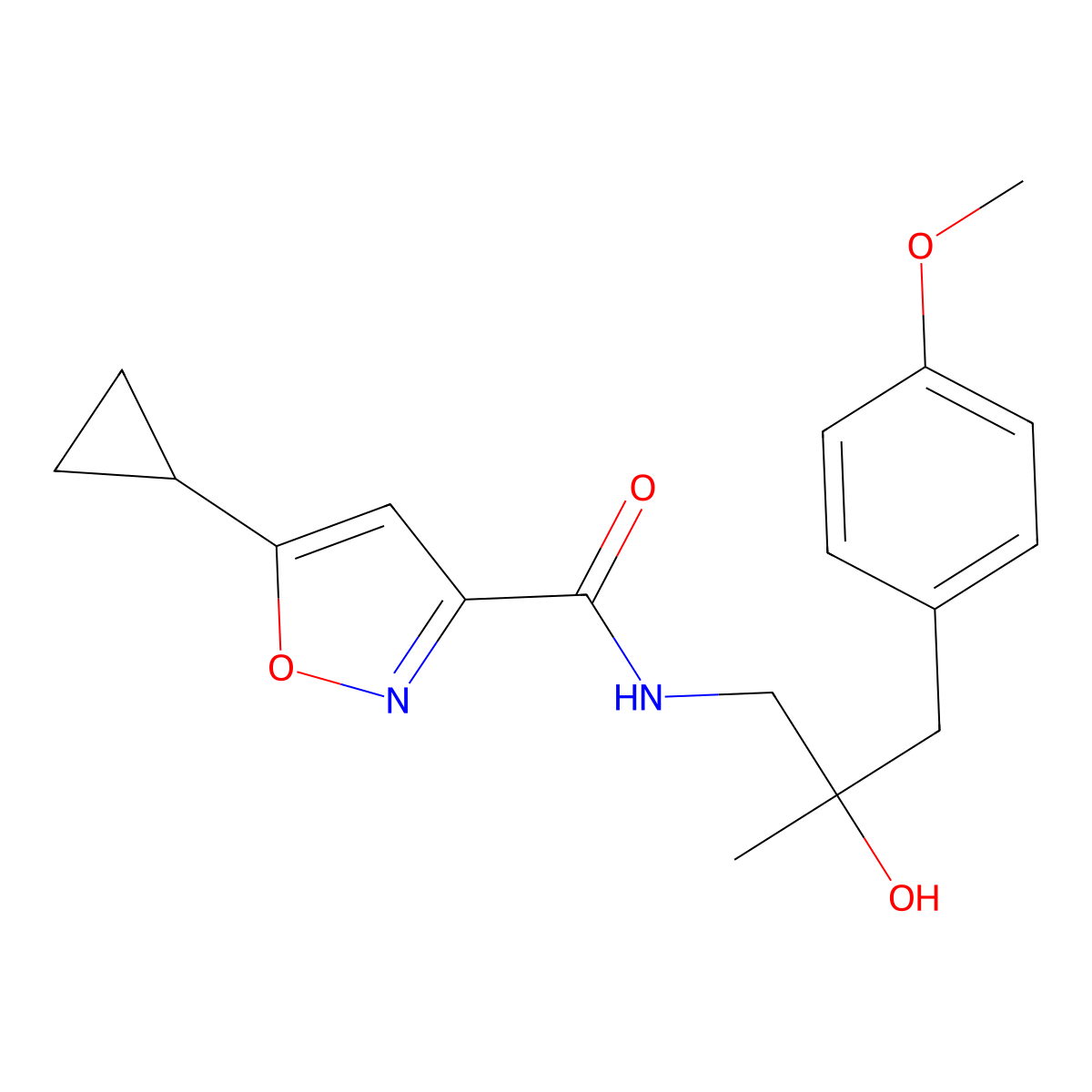 5-cyclopropyl-N-(2-hydroxy-3-(4-methoxyphenyl)-2-methylpropyl)isoxazole-3-carboxamide molecular structure, CAS 1396860-08-4