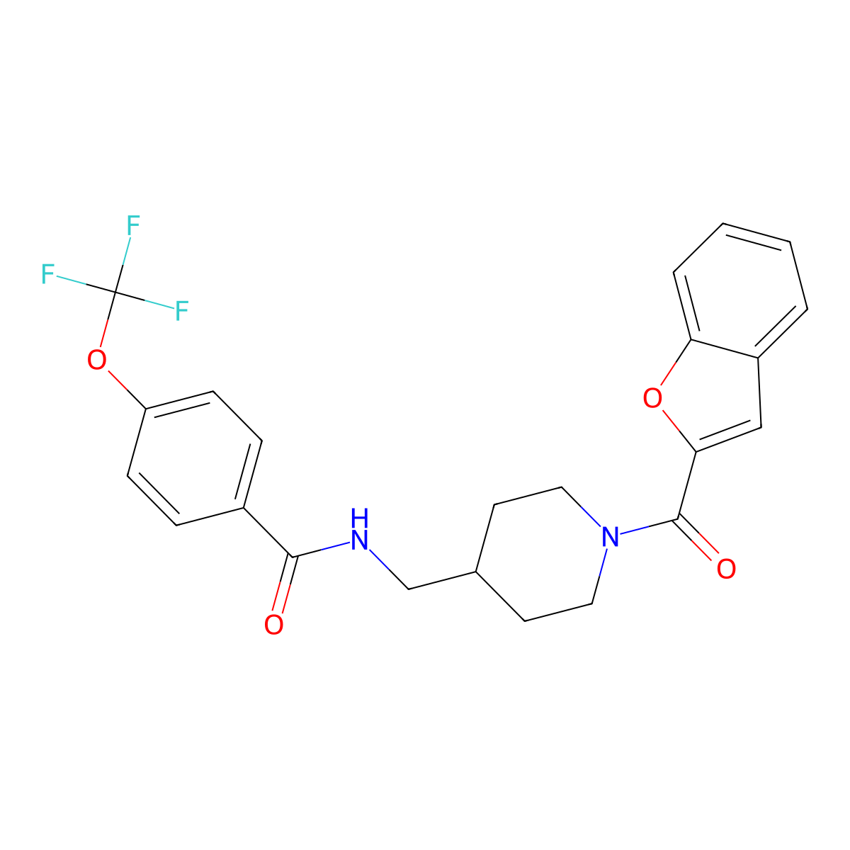 N-((1-(benzofuran-2-carbonyl)piperidin-4-yl)methyl)-4-(trifluoromethoxy)benzamide molecular structure, CAS 1396860-09-5