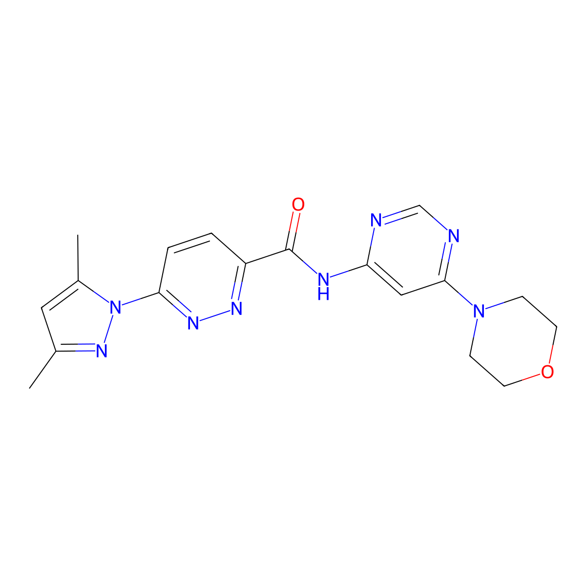6-(3,5-dimethyl-1H-pyrazol-1-yl)-N-(6-morpholinopyrimidin-4-yl)pyridazine-3-carboxamide molecular structure, CAS 1396860-18-6