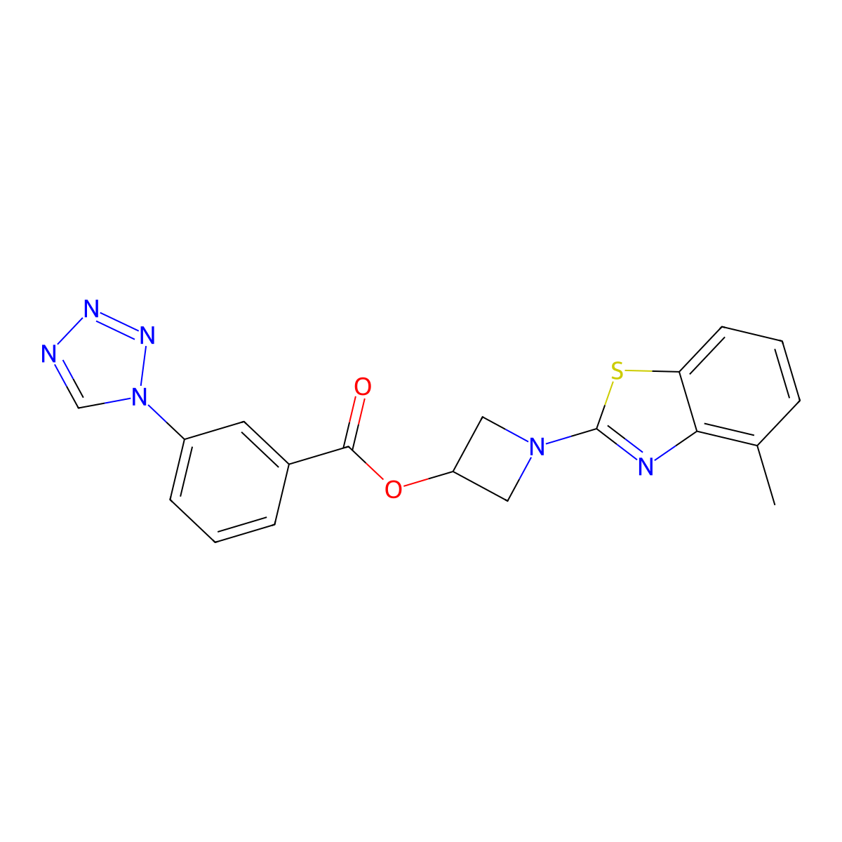 1-(4-methylbenzo[d]thiazol-2-yl)azetidin-3-yl 3-(1H-tetrazol-1-yl)benzoate molecular structure, CAS 1396860-21-1