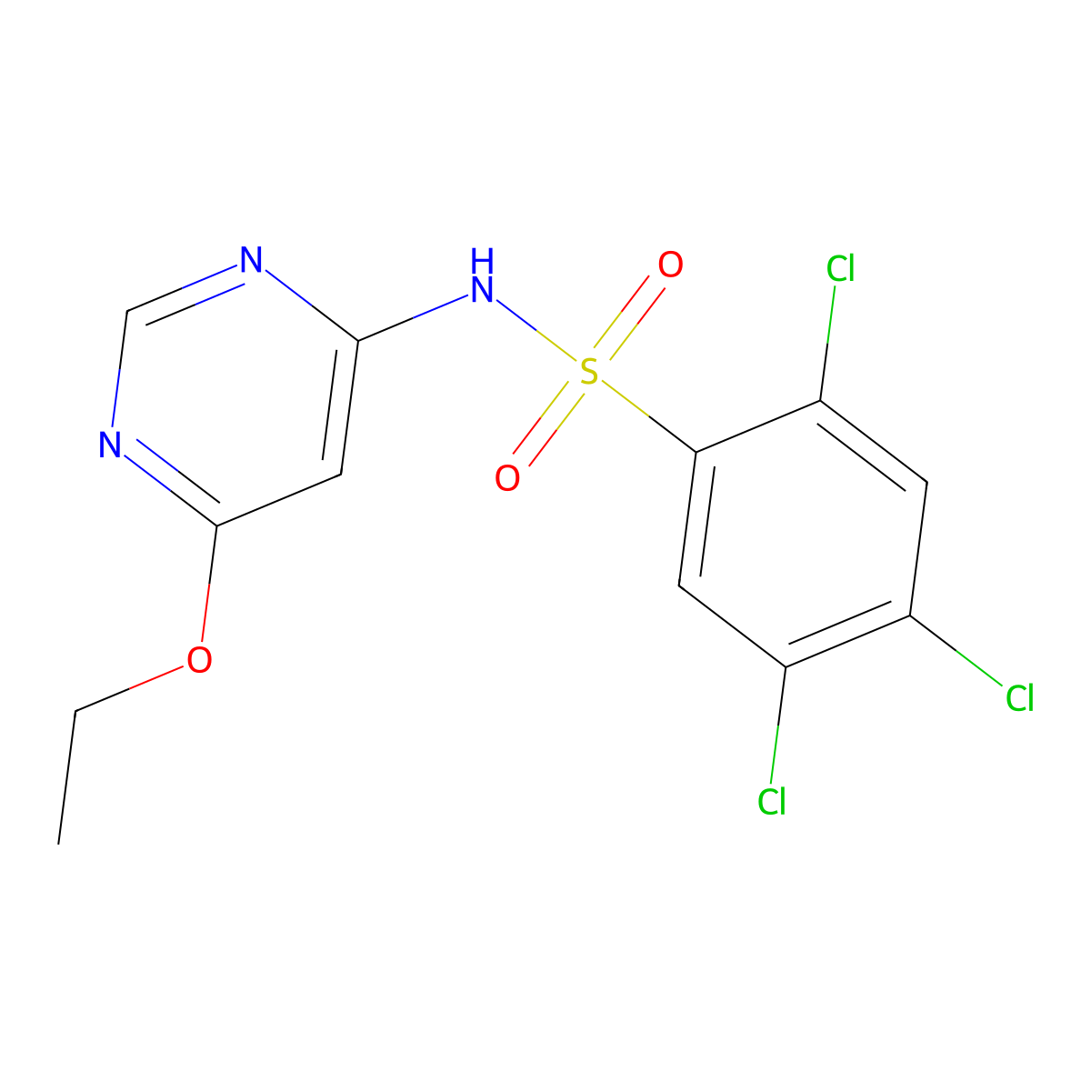 2,4,5-trichloro-N-(6-ethoxypyrimidin-4-yl)benzenesulfonamide molecular structure, CAS 1396860-23-3