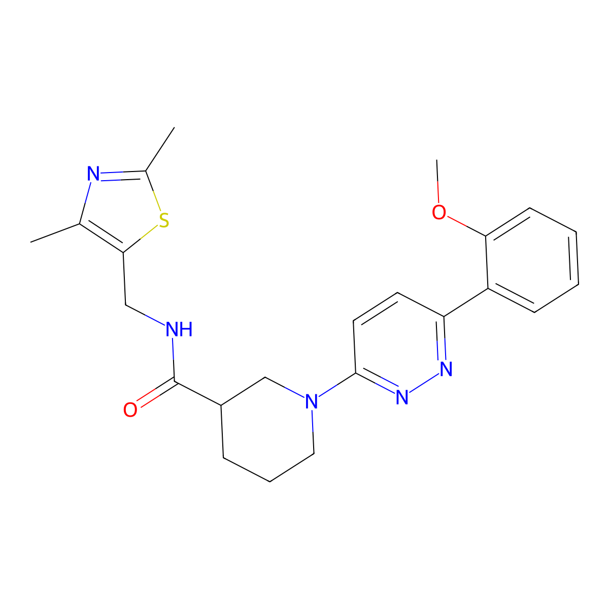 N-((2,4-dimethylthiazol-5-yl)methyl)-1-(6-(2-methoxyphenyl)pyridazin-3-yl)piperidine-3-carboxamide molecular structure, CAS 1396860-26-6
