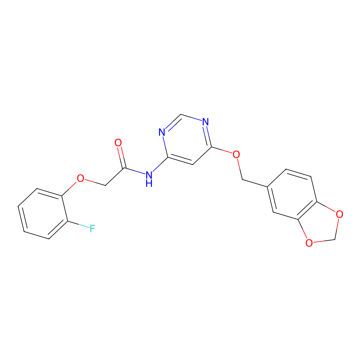 N-(6-(benzo[d][1,3]dioxol-5-ylmethoxy)pyrimidin-4-yl)-2-(2-fluorophenoxy)acetamide molecular structure, CAS 1396860-28-8