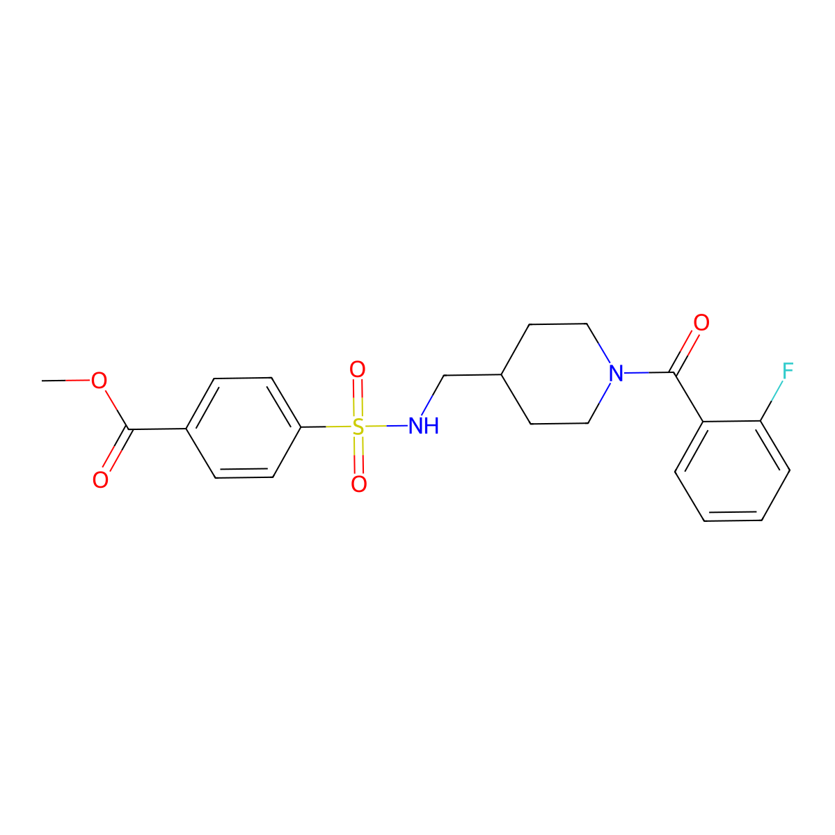 methyl 4-(N-((1-(2-fluorobenzoyl)piperidin-4-yl)methyl)sulfamoyl)benzoate molecular structure, CAS 1396860-32-4
