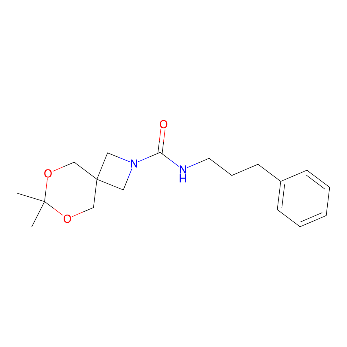 7,7-dimethyl-N-(3-phenylpropyl)-6,8-dioxa-2-azaspiro[3.5]nonane-2-carboxamide molecular structure, CAS 1396860-39-1
